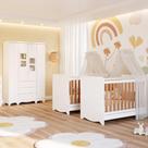 Quarto de Bebê Gêmeos 2 Berço Americano Ben Guarda Roupas 4 Portas Uli 100%MDF