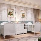 Quarto de Bebê Gêmeos 2 Berços e Cômoda Janelada 100% MDF Maya Clássico Espresso Móveis