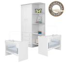 Quarto de Bebê Gemeos Berço Colchão Nana e Guarda Roupa Doce Sonho Branco Qmovi Umaflex