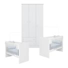 Quarto de Bebê Gemeos Berço e Guarda Roupa Doce Sonho Branco Qmovi