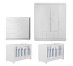 Quarto De Bebe Gemeos Guarda Roupa Comoda Em Mdf - 2 Berços