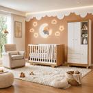 Quarto de Bebê Guarda Roupa 3 Portas e Berço Mini Cama 100% MDF com Colchão Nina Quarto de Bebê Guarda Roupa 3 Portas e Berço Mini Cama 100% MDF com Colchão Nina