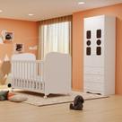 Quarto de Bebê Guarda-roupas 3 Portas Janeladas e Berço Minicama 100% Mdf Yaya Espresso Móveis