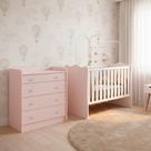 Quarto de Bebe Infantil Doce Sonho Berço e Cômoda 4 Gavetas Qmovi