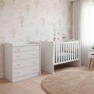 Quarto de Bebe Infantil Doce Sonho Berço e Cômoda com Trocador 4 Gavetas Qmovi