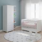 Quarto de Bebe Infantil Doce Sonho Berço Mini Cama e Guarda Roupas Multiuso Qmovi