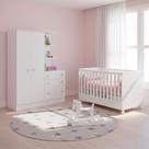 Quarto de Bebe Infantil Doce Sonho Berço Vira Cama e Guarda Roupas com Cômoda Qmovi