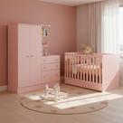 Quarto de Bebe Infantil Doce Sonho Berço Vira Cama e Guarda Roupas com Cômoda Qmovi Quarto de Bebe Infantil Doce Sonho Berço Vira Cama e Guarda Roupas com Cômoda Qmovi