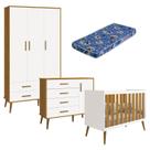 Quarto de Bebê Isis 3 Portas Branco Acetinado Savana com Colchão Ortobom - Reller Quarto de Bebê Isis 3 Portas Branco Acetinado Savana com Colchão Ortobom - Reller