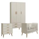 Quarto De Bebê Isis 3 Portas Com Gaveteiro Areia Acetinado - Reller Quarto De Bebê Isis 3 Portas Com Gaveteiro Areia Acetinado - Reller
