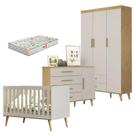 Quarto de Bebê Ludmila Off White Bétula com Colchão Gazin - Carolina Baby