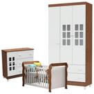 Quarto de Bebê Mariah 3 Portas com Berço Lara Branco Acetinado Amadeirado - Carolina Quarto de Bebê Mariah 3 Portas com Berço Lara Branco Acetinado Amadeirado - Carolina