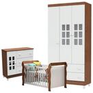 Quarto De Bebê Mariah 3 Portas Com Berço Lara Branco Acetinado Amadeirado - Carolina Quarto De Bebê Mariah 3 Portas Com Berço Lara Branco Acetinado Amadeirado - Carolina