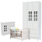 Quarto De Bebê Mariah 3 Portas Com Berço Lara Branco Brilho - Carolina Quarto De Bebê Mariah 3 Portas Com Berço Lara Branco Brilho - Carolina