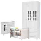 Quarto de Bebê Mariah 3 Portas com Berço Lara Branco Brilho - Carolina Quarto de Bebê Mariah 3 Portas com Berço Lara Branco Brilho - Carolina