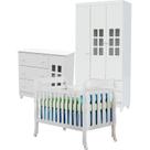 Quarto de Bebê Mariah 3P com Berço Lila Branco Brilho - Carolina Quarto de Bebê Mariah 3P com Berço Lila Branco Brilho - Carolina