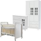 Quarto De Bebê Mariah 3p Com Berço Mirelle Branco Brilho - Carolina Quarto De Bebê Mariah 3p Com Berço Mirelle Branco Brilho - Carolina
