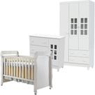 Quarto De Bebê Mariah 3p Com Berço Mirelle Branco Brilho - Carolina Quarto De Bebê Mariah 3p Com Berço Mirelle Branco Brilho - Carolina