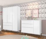 Quarto de Bebê Melinda Phoenix Baby Roupeiro + Cômoda Branco
