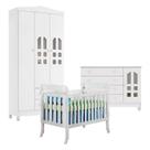Quarto de Bebê New Selena 3 Portas com Berço Lila e Cômoda Gran Selena Branco Brilho Carolina Móveis Quarto de Bebê New Selena 3 Portas com Berço Lila e Cômoda Gran Selena Branco Brilho Carolina Móveis