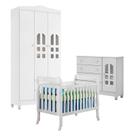 Quarto de Bebê New Selena 3 Portas com Berço Lila e Cômoda Selena Branco Brilho Carolina Móveis Quarto de Bebê New Selena 3 Portas com Berço Lila e Cômoda Selena Branco Brilho Carolina Móveis