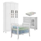 Quarto de Bebê New Selena 3 Portas com Berço Lila e Cômoda Selena Branco Brilho e Colchão Gazin Carolina Móveis Quarto de Bebê New Selena 3 Portas com Berço Lila e Cômoda Selena Branco Brilho e Colchão Gazin Carolina Móveis