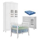 Quarto de Bebê New Selena 3 Portas com Berço Lila e Cômoda Selena Branco Brilho e Colchão Ortobom Carolina Móveis Quarto de Bebê New Selena 3 Portas com Berço Lila e Cômoda Selena Branco Brilho e Colchão Ortobom Carolina Móveis