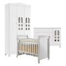 Quarto de Bebê New Selena 3 Portas com Cômoda Gran Selena e Berço Mirelle Branco Brilho Carolina Móveis Quarto de Bebê New Selena 3 Portas com Cômoda Gran Selena e Berço Mirelle Branco Brilho Carolina Móveis