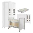 Quarto de Bebê New Selena 3 Portas com Cômoda Gran Selena e Berço Mirelle Branco Brilho e Colchão Gazin Carolina Móveis Quarto de Bebê New Selena 3 Portas com Cômoda Gran Selena e Berço Mirelle Branco Brilho e Colchão Gazin Carolina Móveis