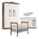 Quarto de Bebê New Selena 4 Portas com Berço Lila e Cômoda Gran Selena Branco Acetinado Amadeirado e Colchão Gazin Carolina Móveis Quarto de Bebê New Selena 4 Portas com Berço Lila e Cômoda Gran Selena Branco Acetinado Amadeirado e Colchão Gazin Carolina Móveis