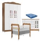 Quarto de Bebê New Selena 4 Portas com Berço Lila e Cômoda Gran Selena Branco Acetinado Amadeirado e Colchão Ortobom Carolina Móveis Quarto de Bebê New Selena 4 Portas com Berço Lila e Cômoda Gran Selena Branco Acetinado Amadeirado e Colchão Ortobom Carolina Móveis