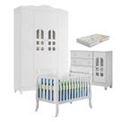 Quarto de Bebê New Selena 4 Portas com Berço Lila e Cômoda Selena Branco Brilho e Colchão Gazin Carolina Móveis Quarto de Bebê New Selena 4 Portas com Berço Lila e Cômoda Selena Branco Brilho e Colchão Gazin Carolina Móveis