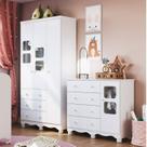 Quarto de Bebê om Guarda Roupa 3 Portas 3 Gavetas e Cômoda 1 Porta 4 Gavetas Duda