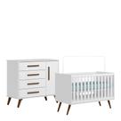 Quarto de Bebê Qencanto com Cômoda e Berço Qmovi Branco Acetinado