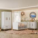 Quarto de Bebê Qencanto Slim Completo Qmovi Branco Acetinado + Colchão Ortobom