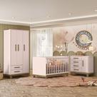 Quarto de Bebê Qencanto Slim Completo Qmovi Rosa Acetinado + Colchão Gazin