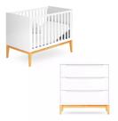 Quarto De Bebê Retrô Berço E Cômoda Amor Perfeito Cor Branco