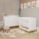 Quarto De Bebê Retrô Berço Médio E Cômoda Amor Perfeito