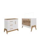 Quarto de Bebê Retrô Guti Peroba com Berço e Cômoda MDF -