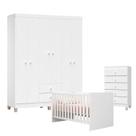 Quarto de Bebê Ternura Baby 6 Portas com Cômoda Gaveteiro Branco Brilho - Incorplac