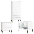 Quarto De Bebê Theo 2 Portas Branco Acetinado Com Pés Amadeirado - Reller