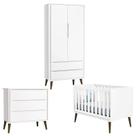 Quarto de Bebê Theo 2 Portas Branco Acetinado com Pés Amadeirado - Reller