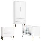 Quarto de Bebê Theo 2 Portas Branco Acetinado com Pés Amadeirado - Reller