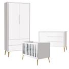 Quarto de Bebê Theo 2 Portas Branco Acetinado Pés Madeira Natural - Reller Quarto de Bebê Theo 2 Portas Branco Acetinado Pés Madeira Natural - Reller