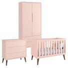 Quarto de Bebê Theo 2 Portas Rosa com Pés Amadeirados Reller