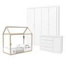 Quarto de bebê Tutto New 4 Portas e Mini Cama Montessoriana Liv Branco Soft Natural - Matic