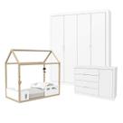 Quarto de bebê Tutto New 4 Portas e Mini Cama Montessoriana Liv Branco Soft Natural - Matic