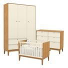 Quarto De Bebe Unique 3 Portas Com Cômoda 6 Gavetas Freijó Off White Eco Wood - Matic