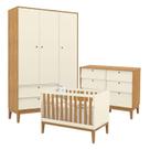 Quarto de Bebe Unique 3 Portas com Cômoda 6 Gavetas Off White Freijó Eco Wood - Matic