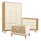 Quarto de Bebe Unique 3 Portas com Cômoda 6 Gavetas Off White Freijó Eco Wood - Matic